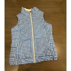 SO Authentic American Heritage Blue Gingham Quilted Sherpa Lined Vest Size S
